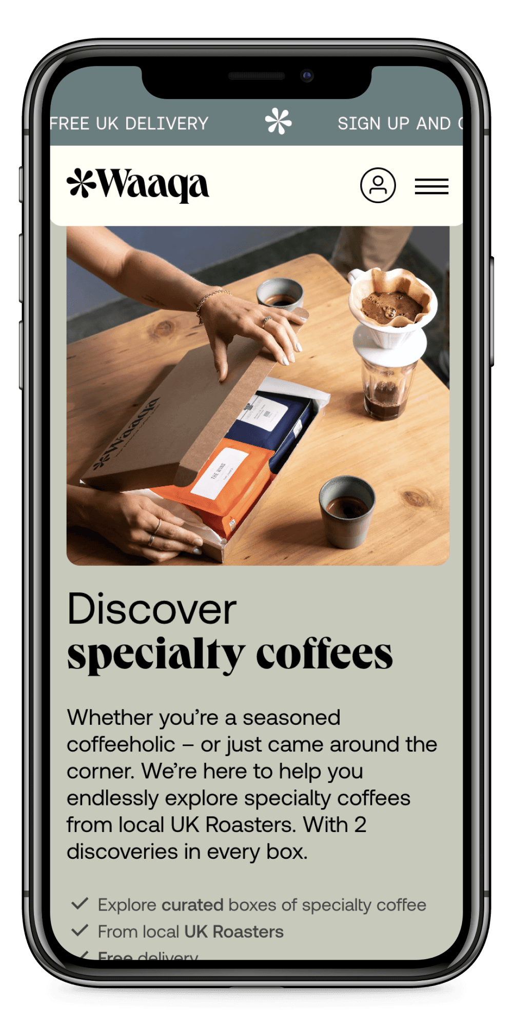Waaqa Coffee Mobile Mockup