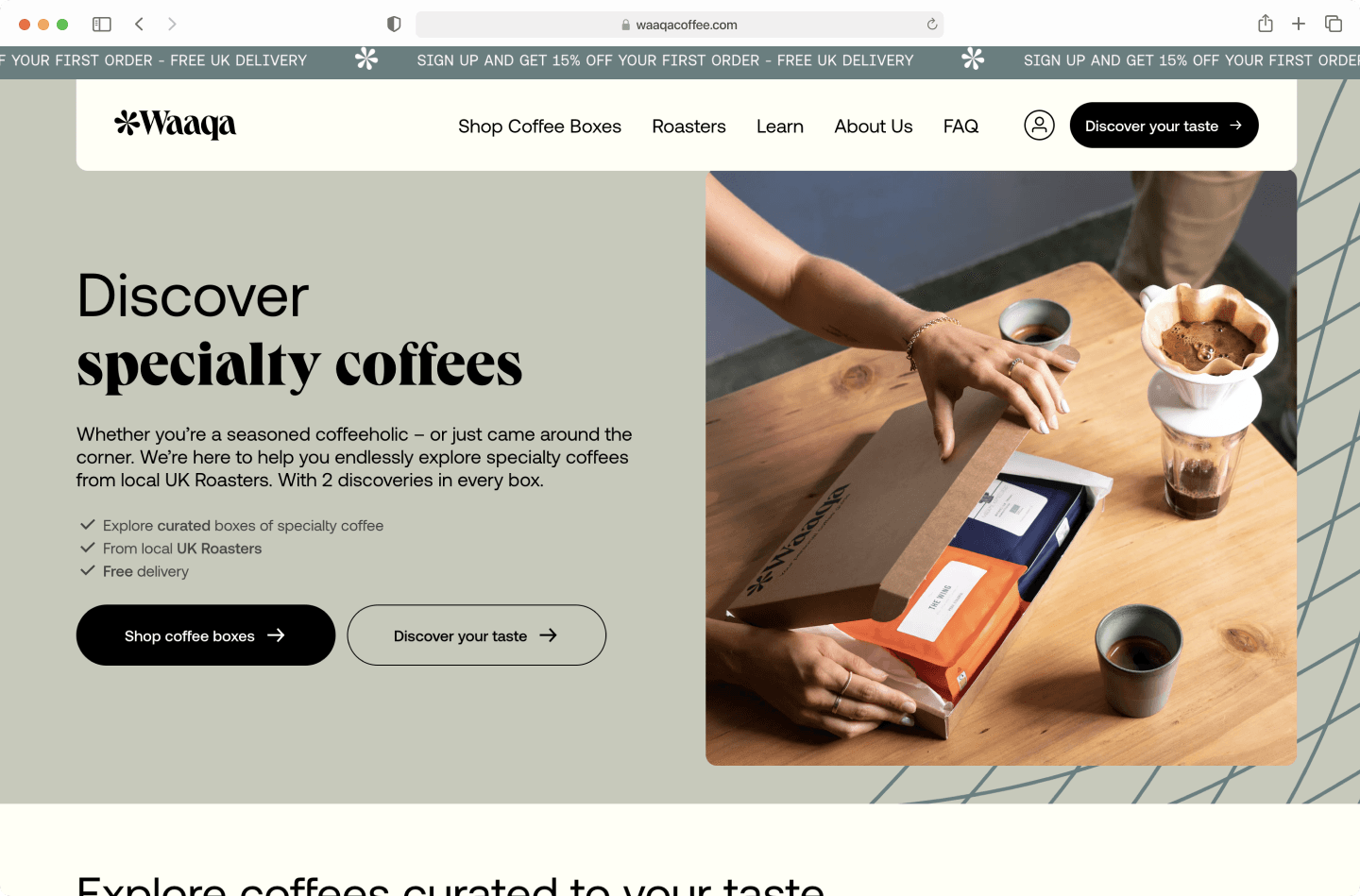 Waaqa Coffee Desktop Mockup