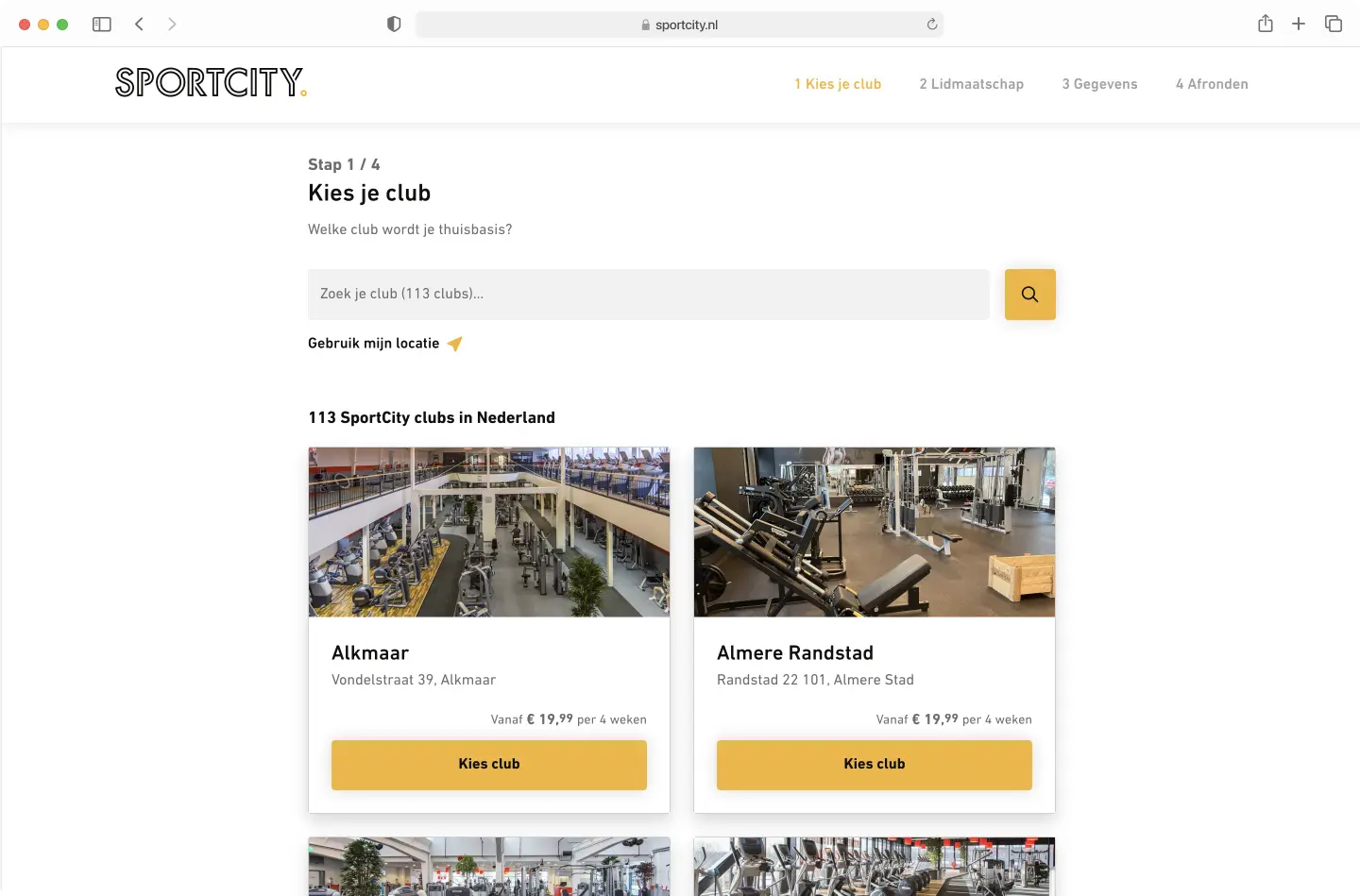 Checkout of sportcity